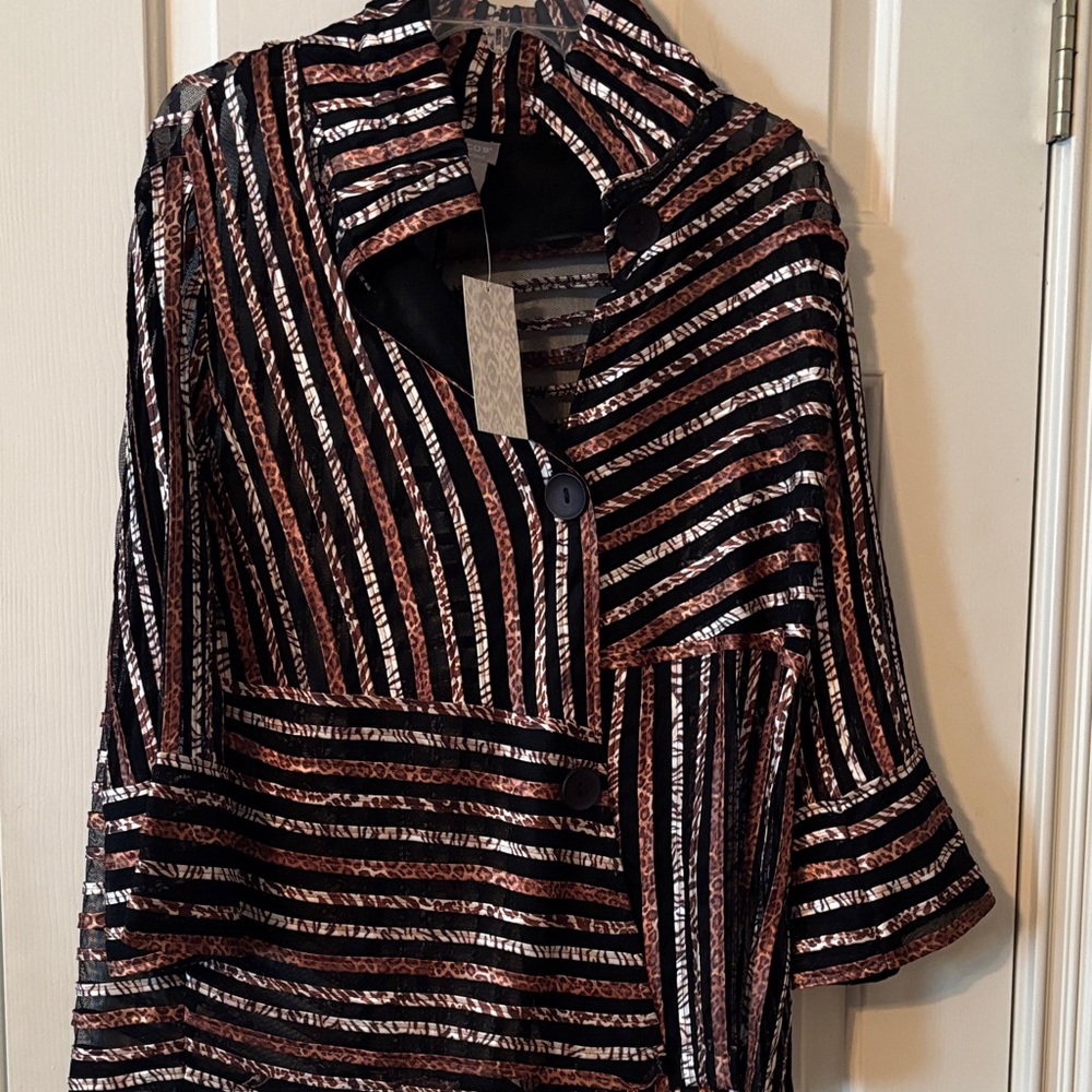 Chico's Black and Brown Striped jacket